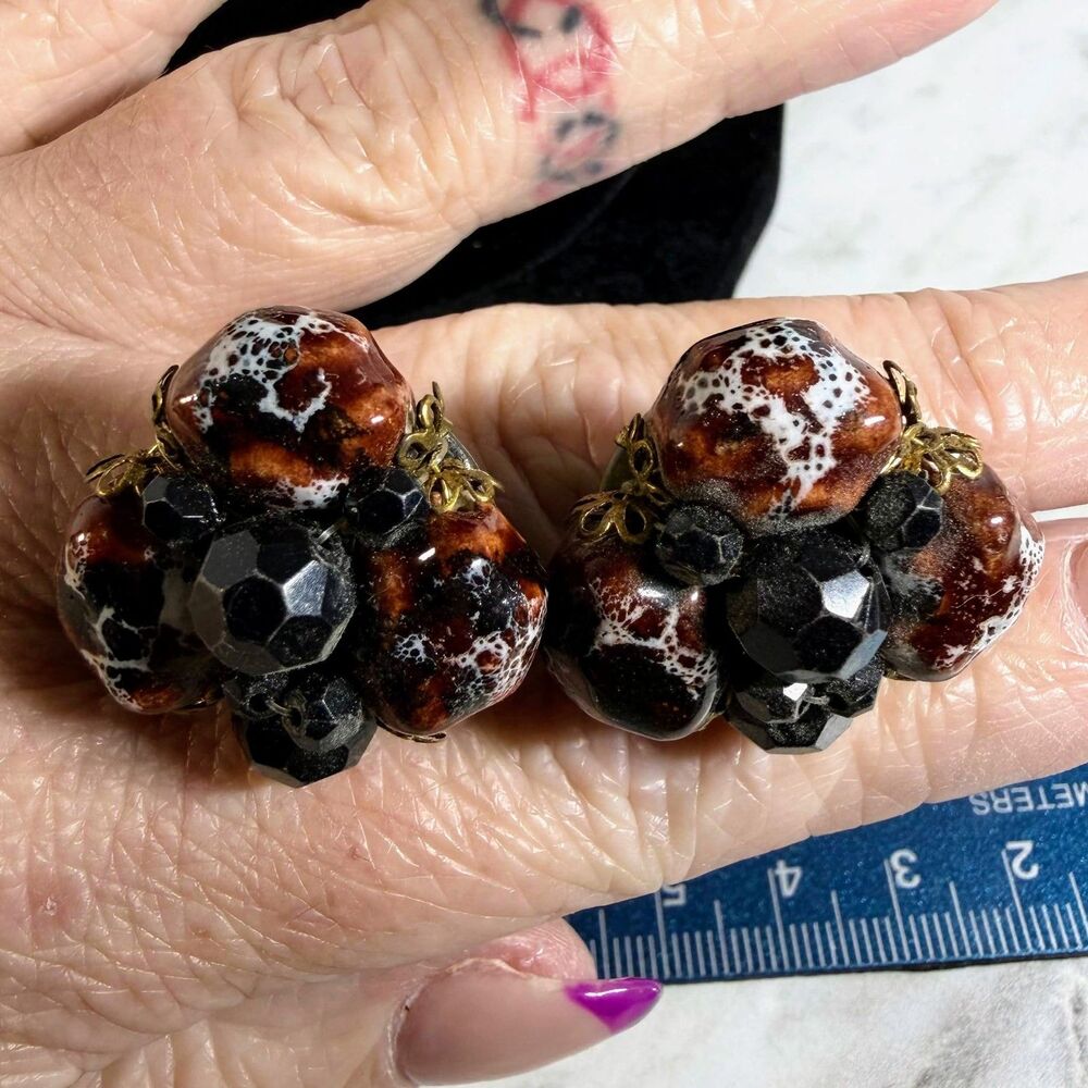 Vintage West Germany Cluster Clip-On Earrings